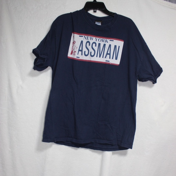Seinfeld "Assman" T-Shirt XL Blue Kramer Licence Plate Short Sleeve - Picture 4 of 8